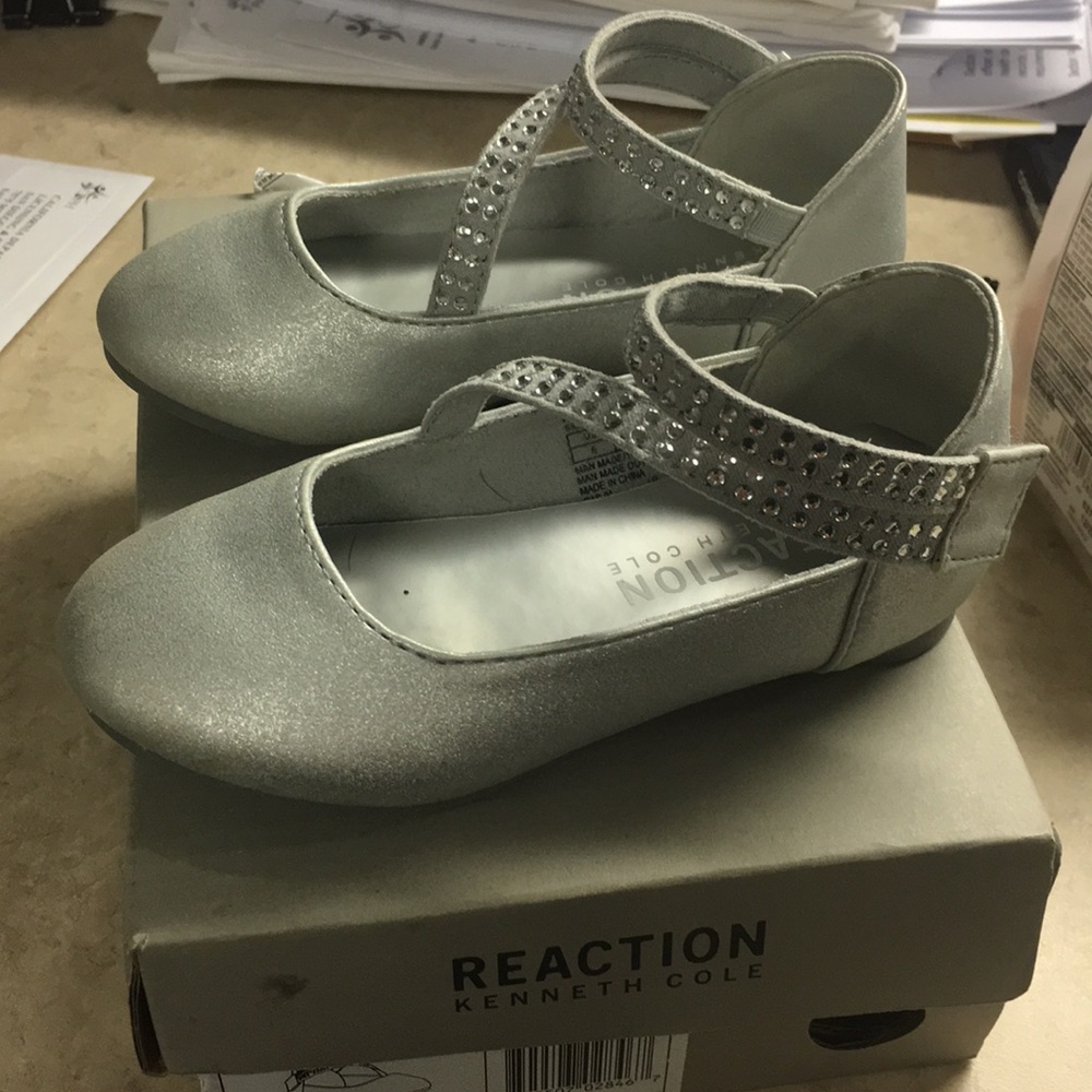 Reaction Kenneth Cole Silver Embellished Flat